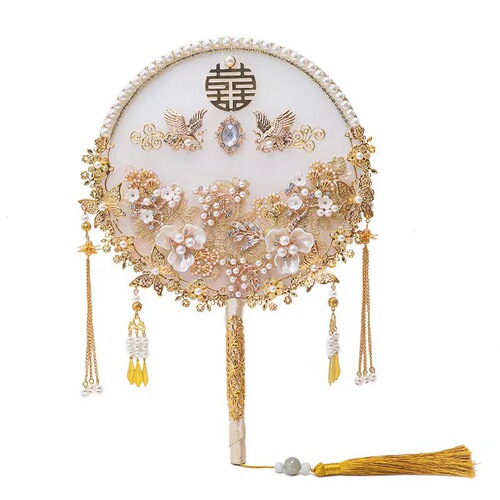 An ancient style round fan for the bride Xiuhe knot wedding Chinese Xiuhe dress fan Chinese style DIY