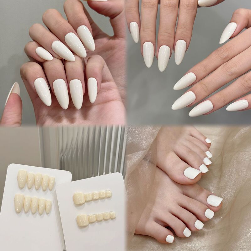 Yihe Cross-border Overseas Explosions Solid Color Simple Almond Jiami White White Hand and Foot suit Hand-worn Armor