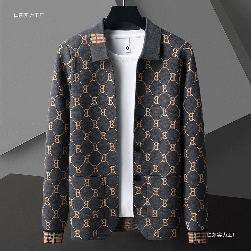 Men's fashionable spring knitted cardigan, universal sweater for leisure, (Physicals), European style