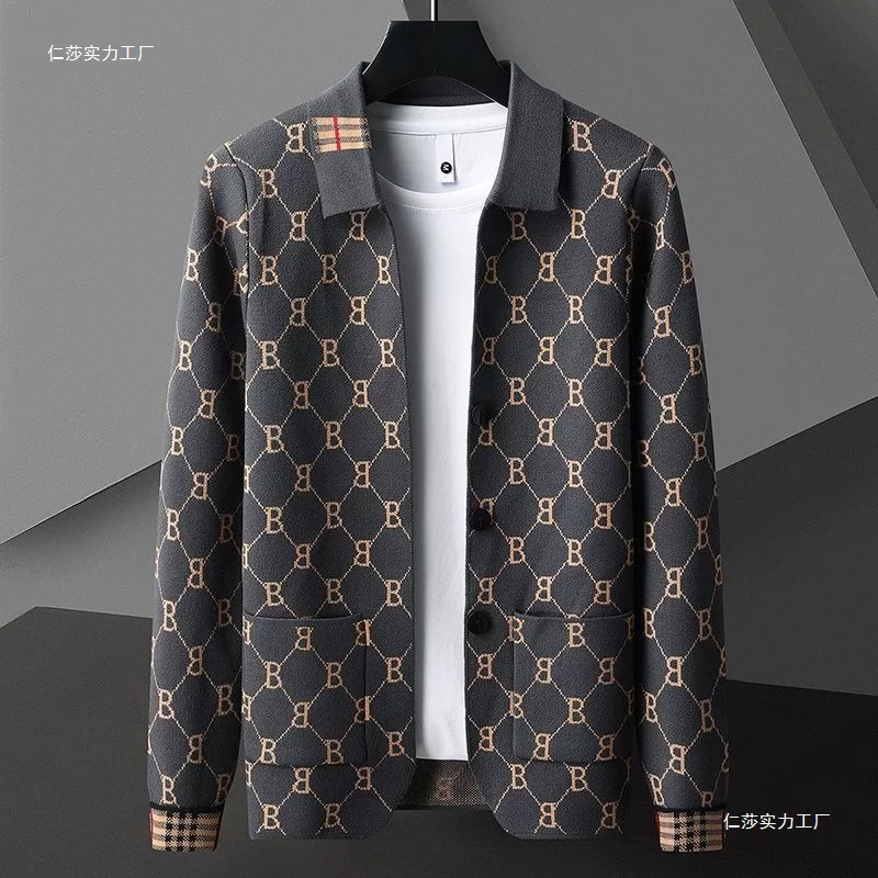 Men's fashionable spring knitted cardigan, universal sweater for leisure, (Physicals), European style
