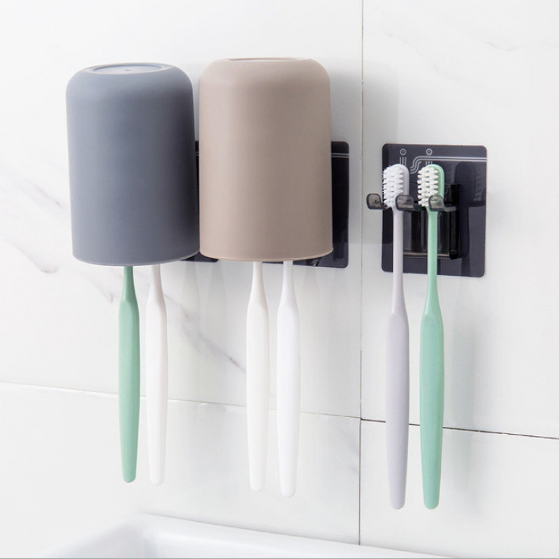 Wall-Mounted No-Drill Wall Mouthwash Bathroom Toothbrush Cup Holder Storage Rack Manufacturer_voghion.com