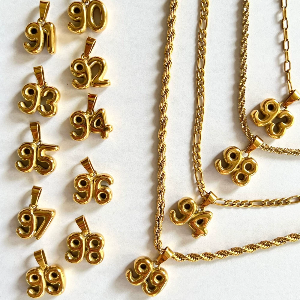 90S Year Number Pendant Necklace Twist Chain Figaro Paperclip Chain DIY Pendant European and American 90S 90S Year Number Pendant Necklace Twist Chain Figaro Paperclip Chain DIY Pendant European and American 90S