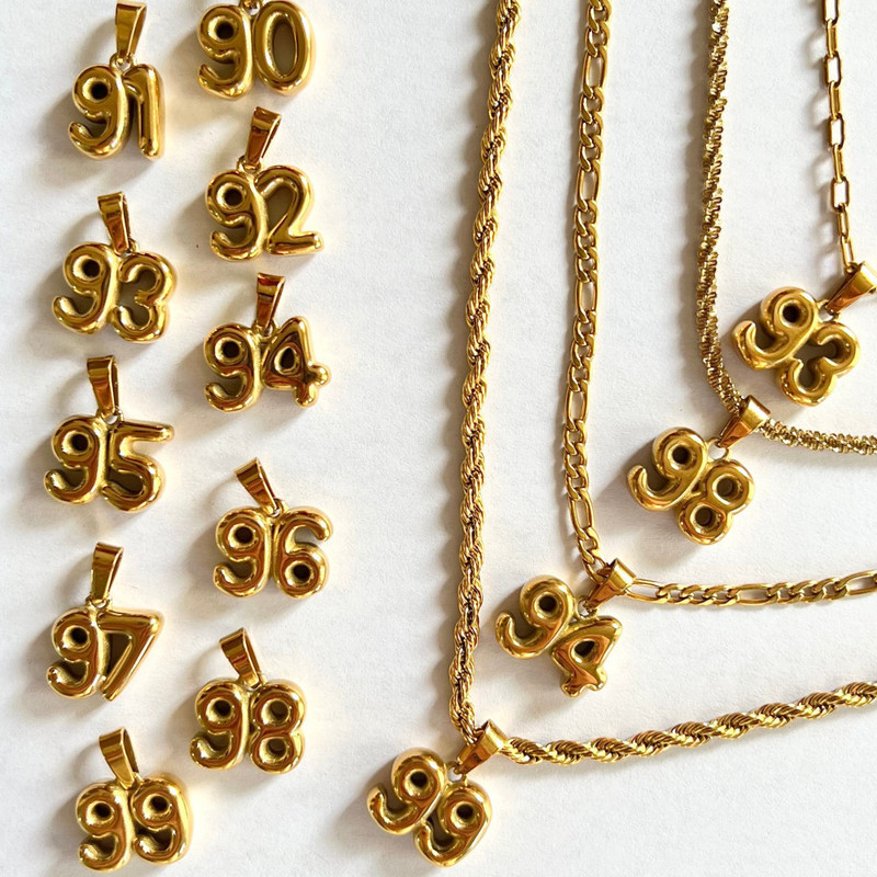 90S Year Number Pendant Necklace Twist Chain Figaro Paperclip Chain DIY Pendant European and American 90S 90S Year Number Pendant Necklace Twist Chain Figaro Paperclip Chain DIY Pendant European and American 90S