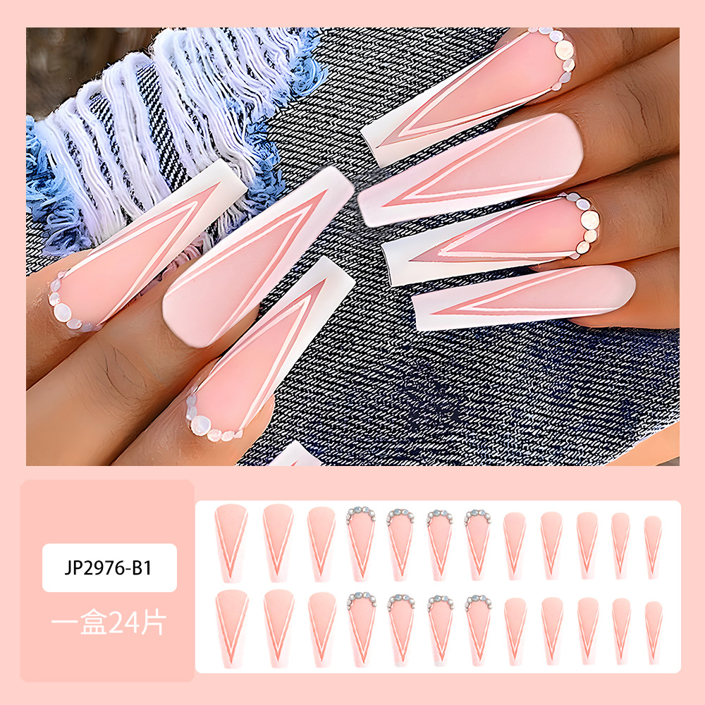 Venta caliente en Europa y América, parche de uñas dulce y fresco con incrustaciones de diamantes, uñas postizas de comercio exterior desmontables, piezas de uñas de uso transfronterizo terminadas image 46