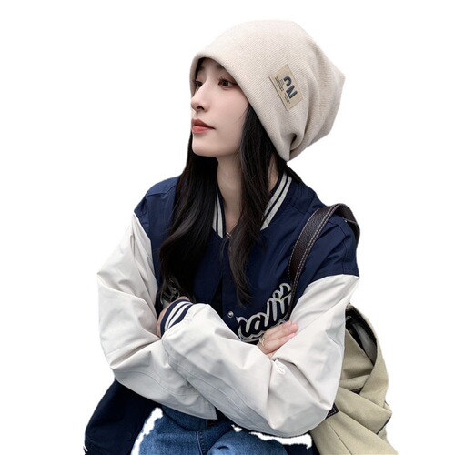 Hats for women in autumn and winter knitted Internet celebrity pile hat Korean style woolen hat with big head circumference and small face Japanese style pullover cold hat