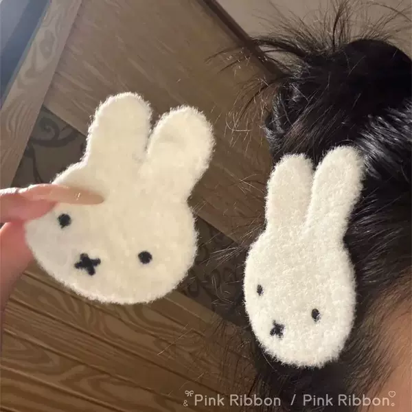 Cute Miffy Rabbit Magic Tape Side Hair Clip Hair Accessory Front Bangs Clip Seamless Hair Sticker Headwear