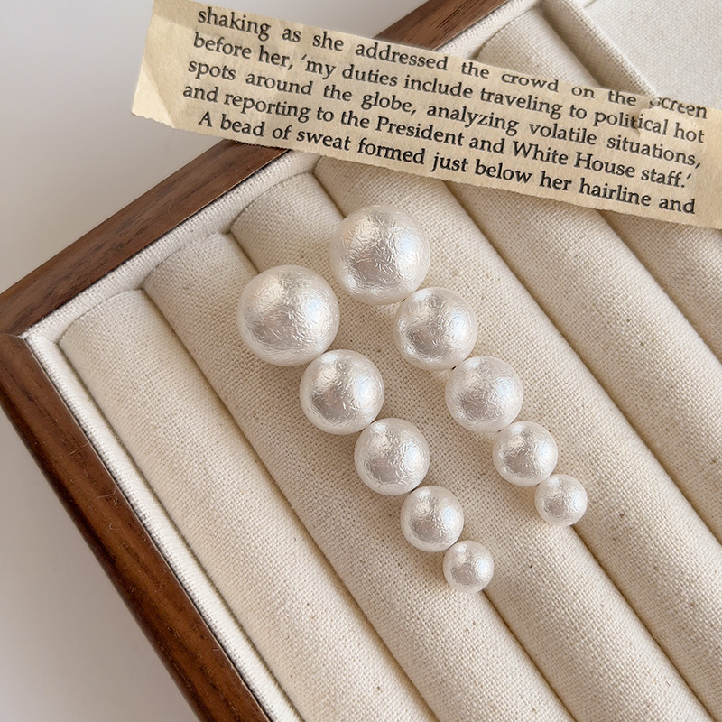 12g Weight 1 Pair Retro Solid Color Imitation Pearl Ear Clips Ear Studs