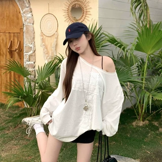 夏季新款韩版微透蕾丝T恤女宽松显瘦长袖内搭打底衫上衣罩衫批发