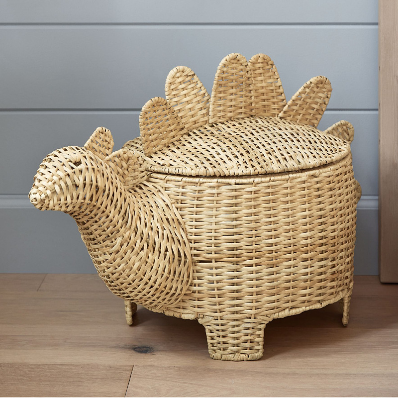 Cestas de tejido a mano nórdicas cubiertas de banda de caña de dibujos animados ropa caja de juguetes cestas de caña indonesia