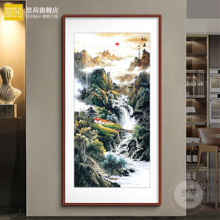 Sunrise on the East: Vertical Landscape Decorative Painting for Entryway, Living Room, Corridor, New Chinese Style Classical Home Decoration