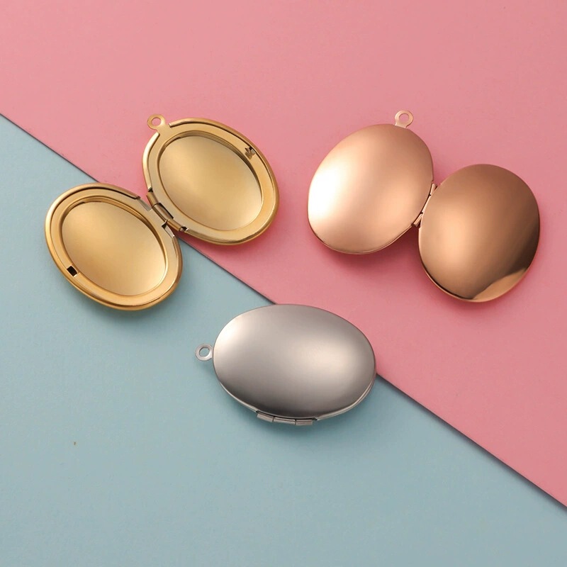 316L Stainless Steel Oval Photo Box Mirror Polished DIY Glossy Pendant Jewelry Accessories Can Hold Photos 316L Stainless Steel Oval Photo Box Mirror Polished DIY Glossy Pendant Jewelry Accessories Can Hold Photos