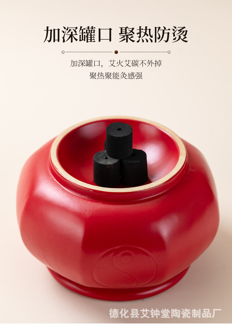 Octagonal Ceramic Warming Cup Fire Cupping Jar Medium Size with Ignition Bowl for TCM Wellness and Spa Use specifications