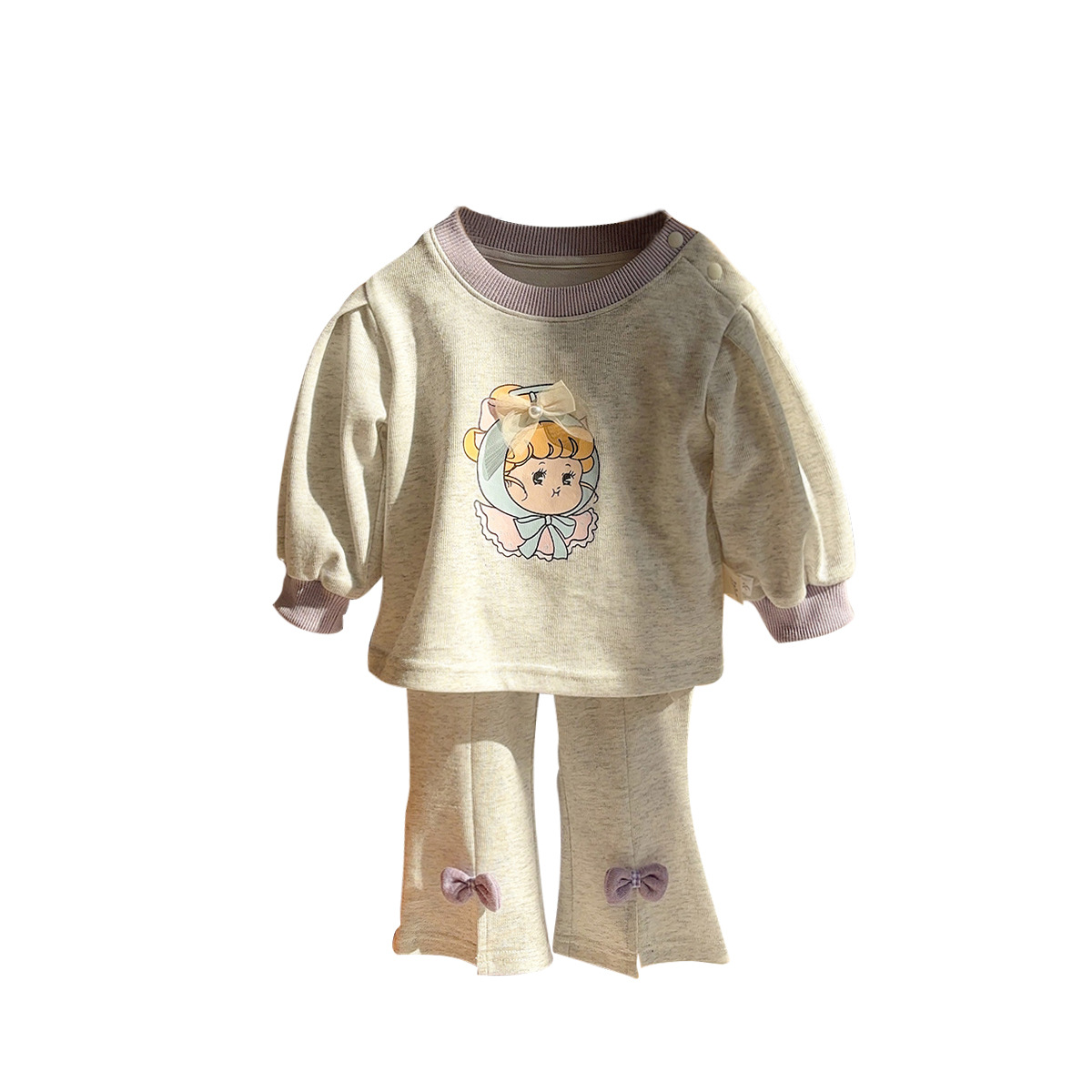 Lindo traje de princesa bebé de dos piezas de manga larga para bebés 2024 nuevo bebé súper lindo traje de salida de primavera y otoño