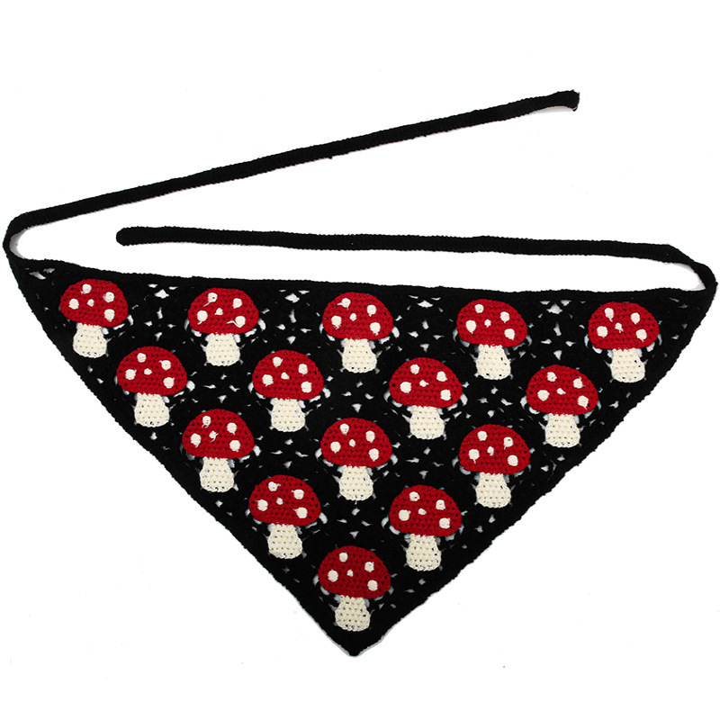 Francia cereza toallas triangulares mujeres primavera y otoño viajes padres-hijos gancho de punto flores hueco pañuelo de arte correa de pelo gorro