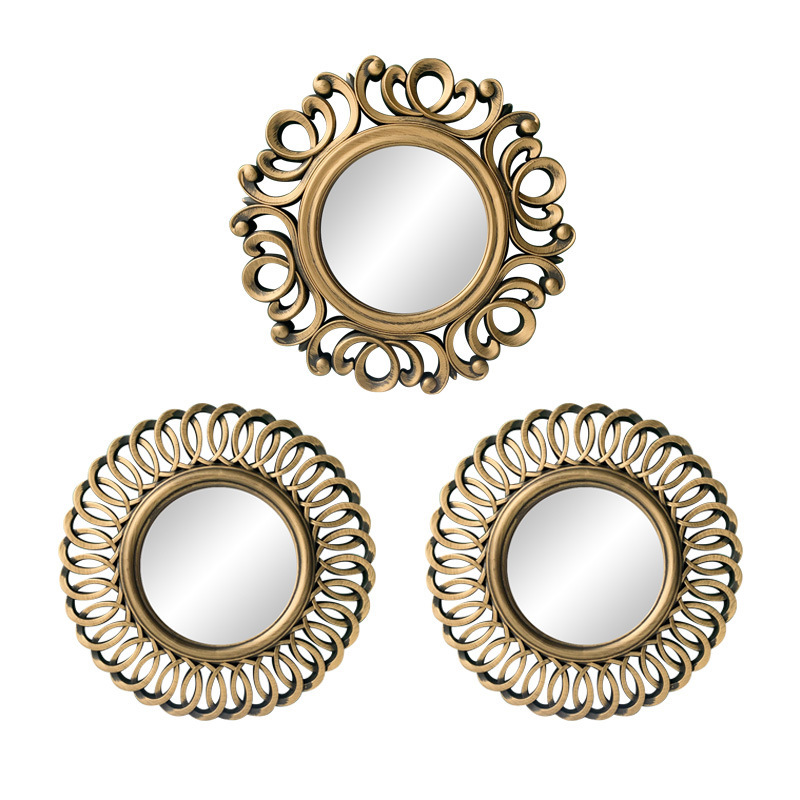 New European Retro Bathroom Wall-mounted Beauty Mirror Pattern Rust Makeup Mirror Bathroom Mirror Hotel Decorative Mirror