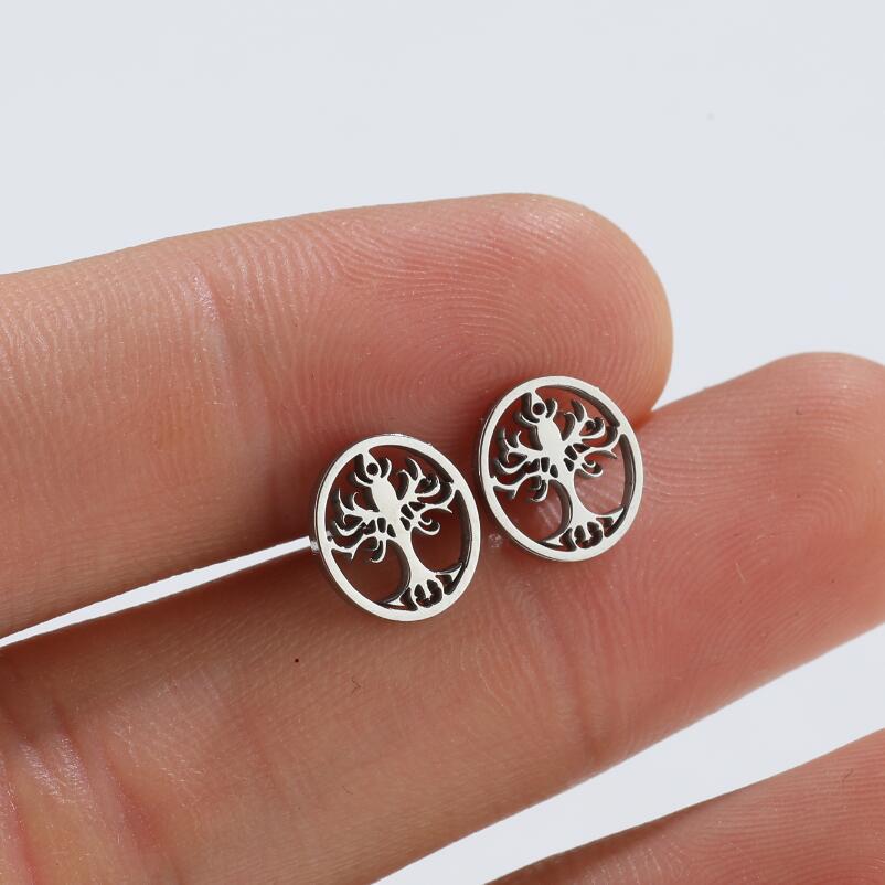 Simple Style Lucky tree Titanium Steel Ear Studs Plating No Inlaid Stainless Steel Earrings