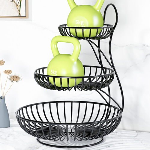 Wholesale dining table fruit snack storage rack kitchen countertop living room coffee table desktop iron frame multi-layer layered