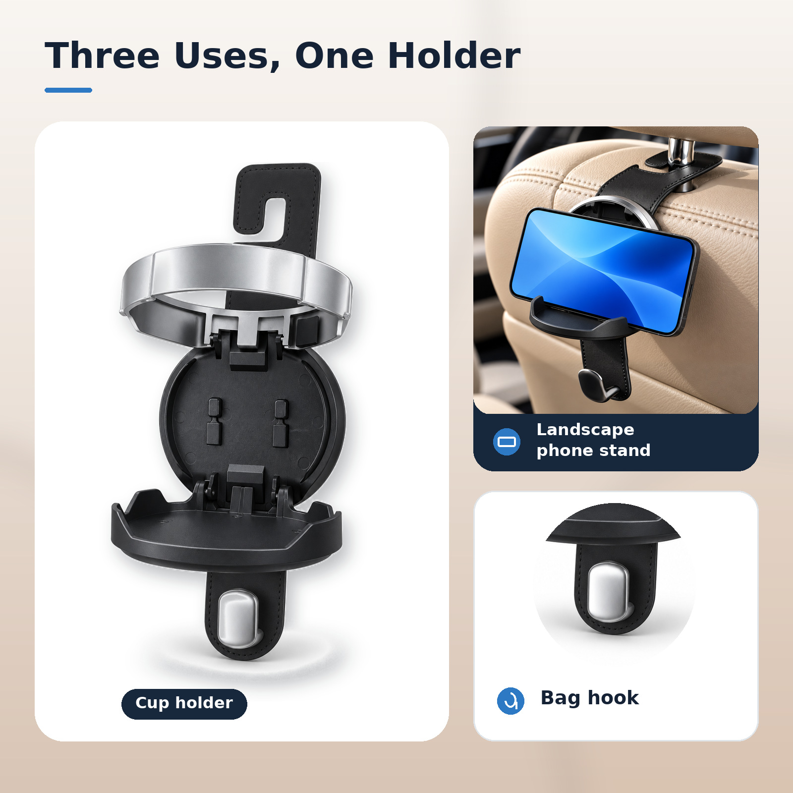 Car door cup holder, foldable cup holder for car interiors, multifunctional storage and expansion shelf, beverage and cup holder