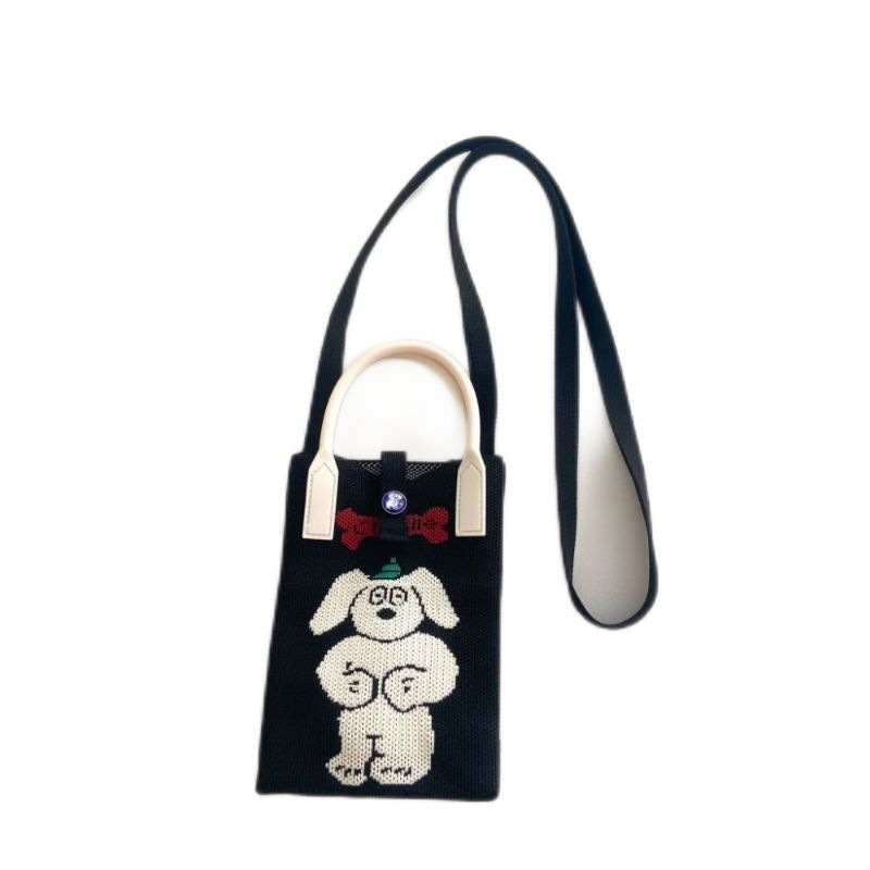 Bolso tejido para teléfono móvil con diseño único, mini bolso versátil con diseño de gato de la suerte, bolso cruzado para mujer, bolso de hombro.