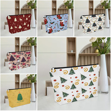 新款印花白麻大容量化妆包护肤品收纳包外出便携洗漱包旅行内胆包