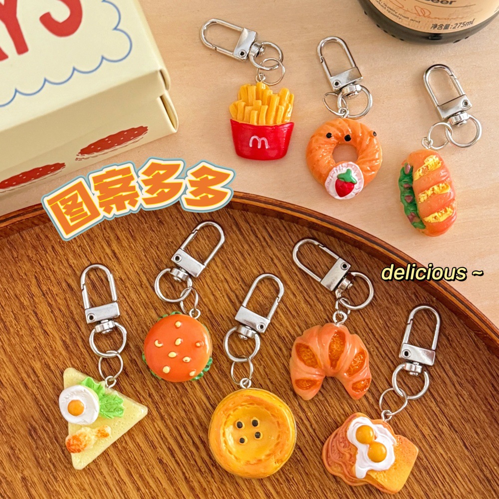 Cute dibujos animados gourmet llavero serie dulce suave adorable decoración de chicas colgantes de simulación interesante colgantes