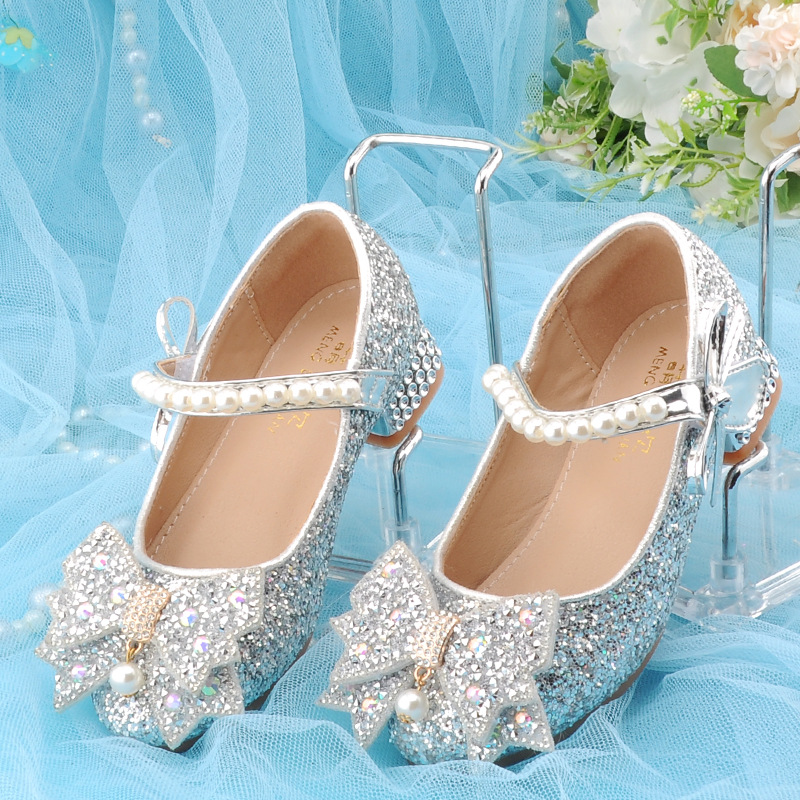 Zapatos de Tacón con Lentejuelas para Niña, Suela TPR y PU, para Danza y Presentaciones