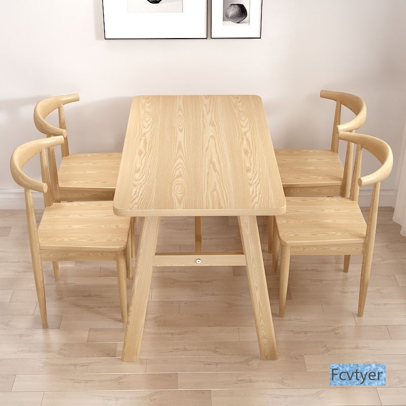 Bailuo Imitation Dining Table Fast Food Restaurant Milk Tea Snack Table and Chairs Modern Simple Solid Wood Combination Dining Table for Home Dining
