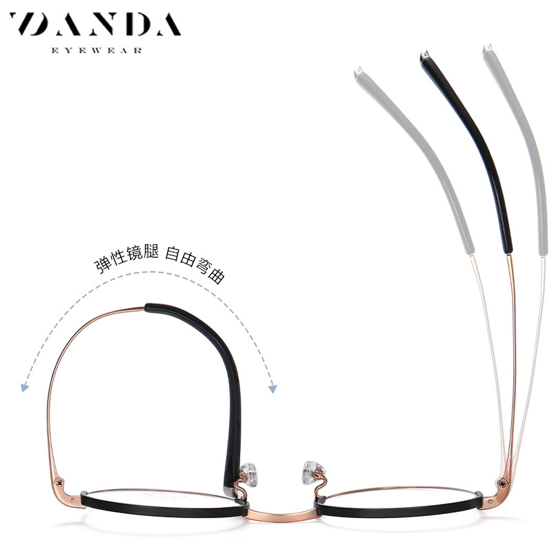 Fábrica nuevo marco de gafas de titanio puro marco redondo de las mujeres gafas lisas retro YJ2035 de dos colores Chapado en IP miopía gafas marco