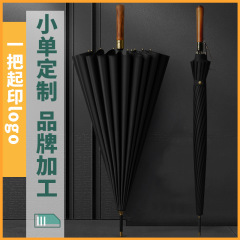 レトロな16骨の木の繊維の自動傘の大きいサイズのビジネスの卸売りの晴れた傘のオーダーメイドの広告の傘のまっすぐな棒の長い柄の傘