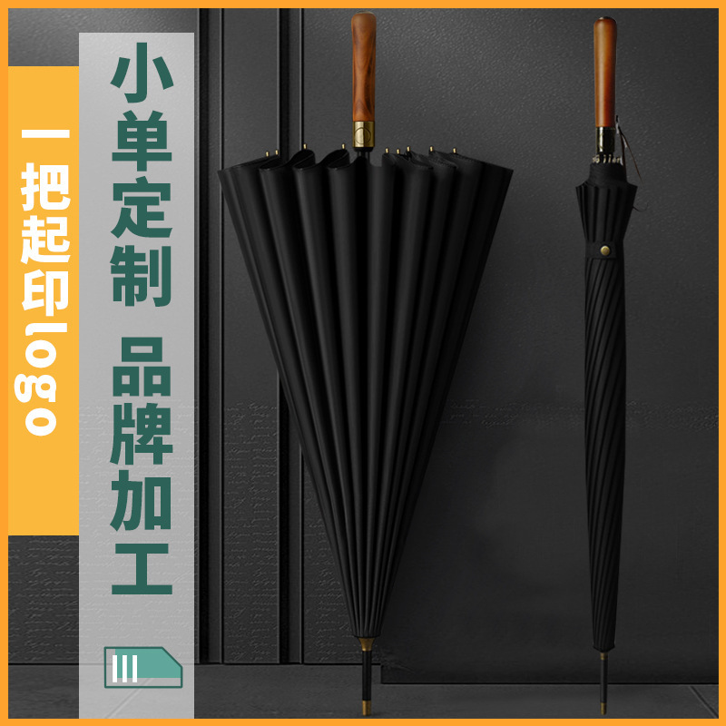 レトロな16骨の木の繊維の自動傘の大きいサイズのビジネスの卸売りの晴れた傘のオーダーメイドの広告の傘のまっすぐな棒の長い柄の傘|undefined