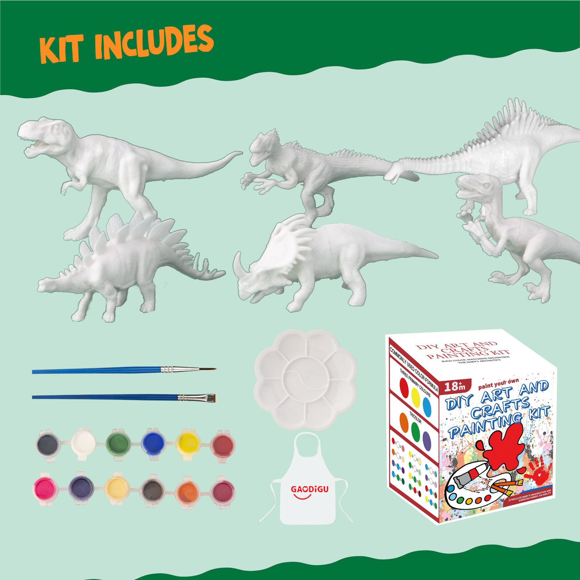 Dinosaurier Malerei Graffiti Puzzle Malerei DIY Hände auf Gehirn Kinder Spielzeug Geschenk_voghion.com