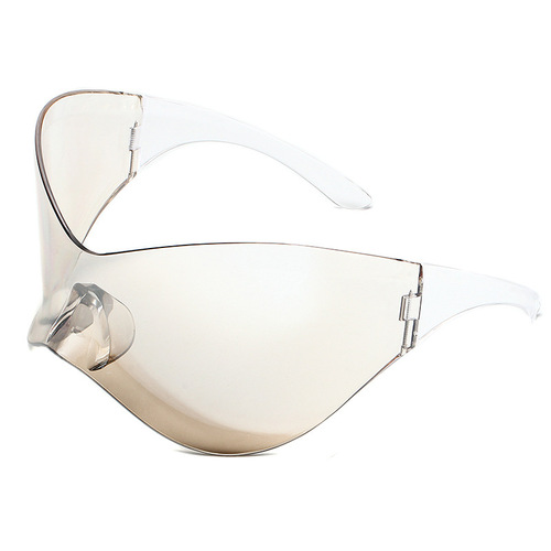 新款欧美大框连体太阳镜 未来风Y2K墨镜 弧形时尚骑行太阳镜