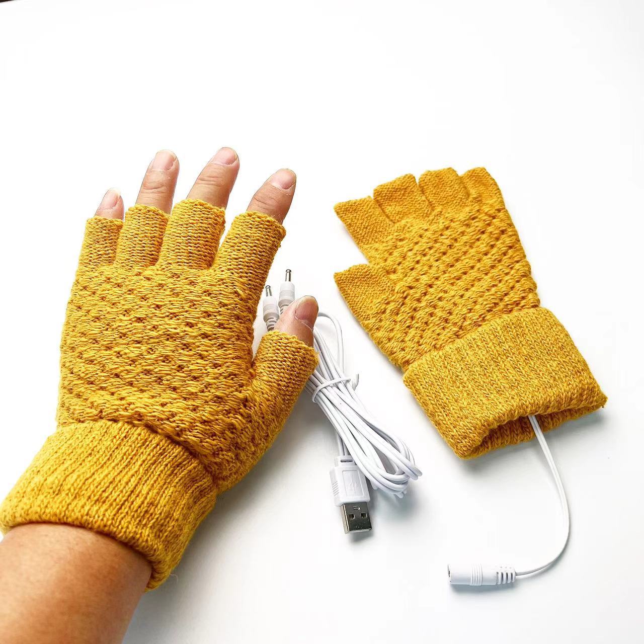 A cuadros de manga larga invierno pantalla táctil térmica suministro directo de fábrica Guantes eléctricos USB exclusivos transfronterizos 5-Dedo de punto de piña