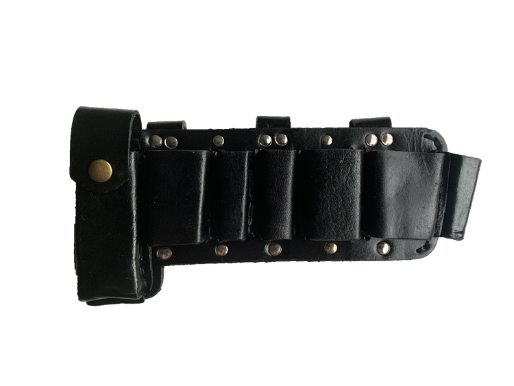 Bolso pequeño de siete partes negro de piel de vaca completa