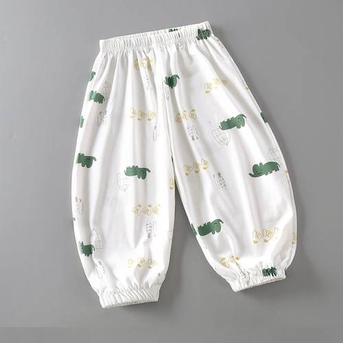 Children's Summer New Pure Cotton Mosquito-Proof Pants, Unisex Ankle Pants, Boys' and Girls' Lantern Pants, Casual Home Pants
