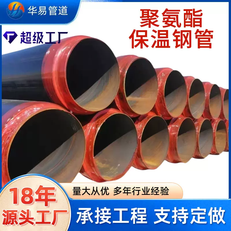 预制直埋硬质聚氨酯发泡保温钢管国标螺旋原包料报警线供热保温管