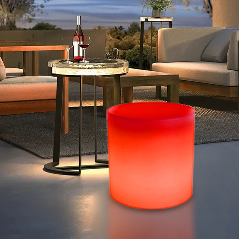 Transfronterizos Hot Sale LED taburetes redondos club nocturno KTV terraza de control remoto silla de atmósfera de cambio de color balcón taburetes cilíndricos al aire libre