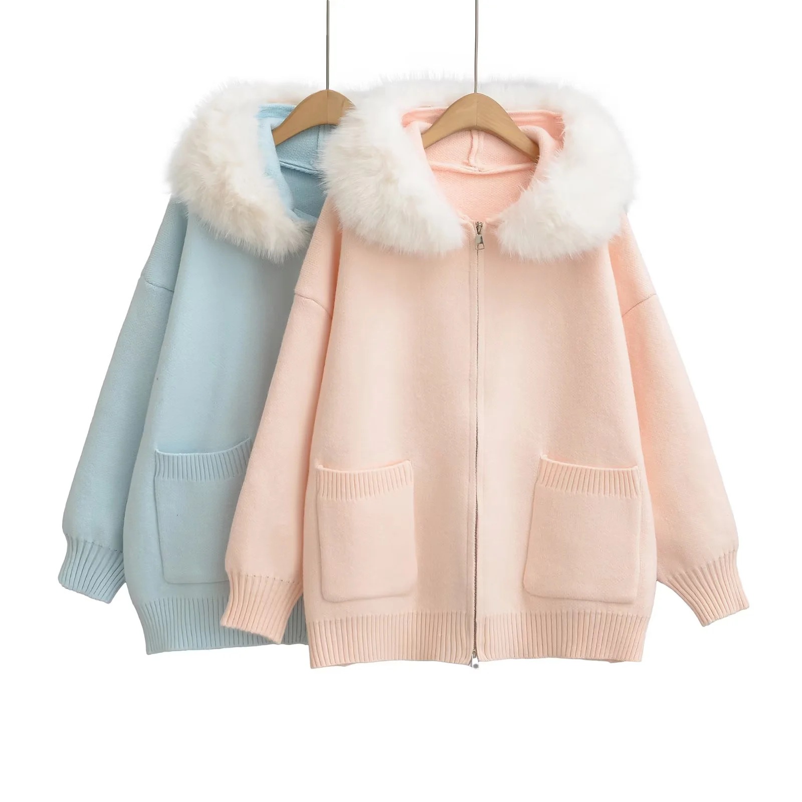 White cardigan with hood
