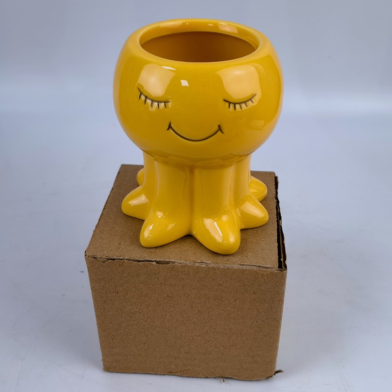 Cruz-frontera creativa pulpo suculenta maceta cerámica de dibujos animados de animales marinos maceta suculenta maceta de escritorio