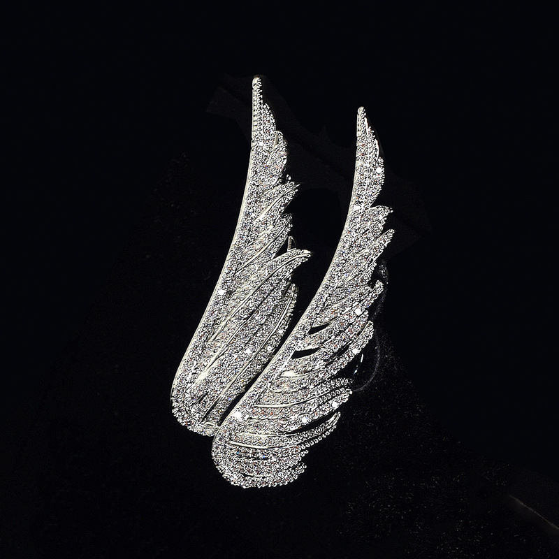 Alas de Ángel exquisito elegante broche de plumas de las mujeres elegantes accesorios del todo-fósforo traje abrigo pin hebilla ramillete