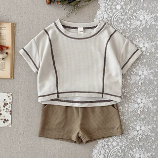 2026夏季新款宝宝舒适宽松短袖短裤套装男童休闲格子套装A类透气