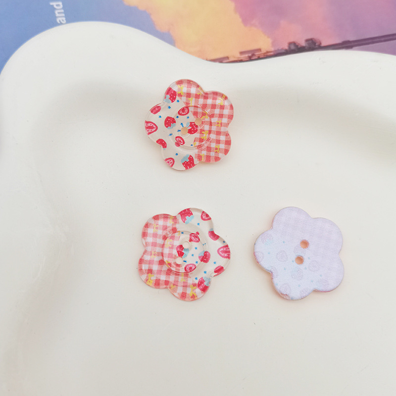 透明プリントフラワーボタンジュエリーアクセサリー diy 衣類装飾手作り携帯電話ケースパッチ靴花材料|undefined