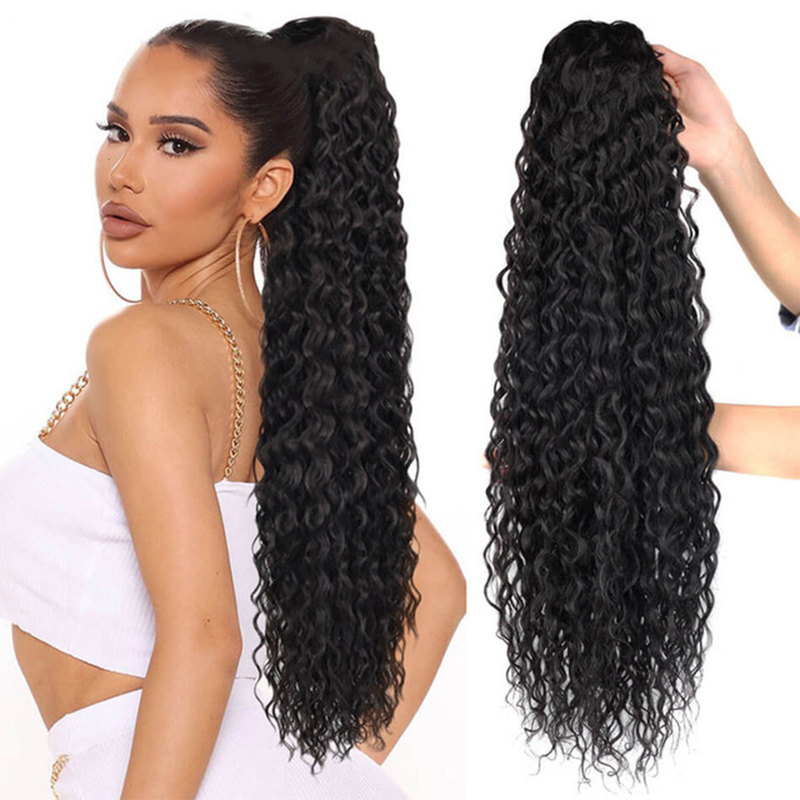 Foreign Trade Cross-Border African Wig for Women, Elastic Drawstring Ponytail, Fluffy Synthetic Fiber Drawstring Net Ponytail Curly Hair Foreign Trade Cross-Border African Wig for Women, Elastic Drawstring Ponytail, Fluffy Synthetic Fiber Drawstring Net Ponytail Curly Hair