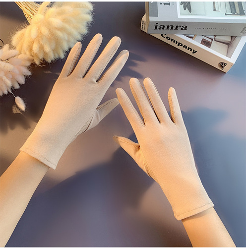 New summer breathable sun protection gloves, light plate, non-slip, thin cycling and driving gloves, women's solid color simple gloves