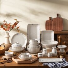 釉下复古风南枝陶瓷碗盘餐具家用可爱陶瓷饭碗拉面碗菜盘创意送礼