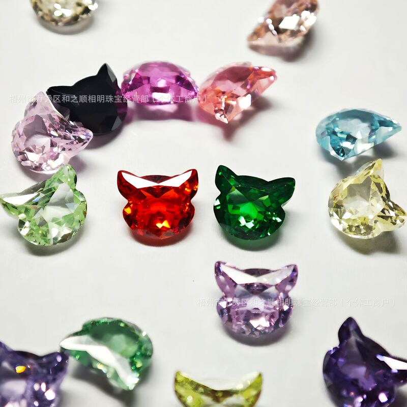 Cat Head 7×8mm Lucky Lucky Cat Zircon Pointed Bottom Diamond High Quality Nail Art Jewelry Nail Jewelry DIY Diamond