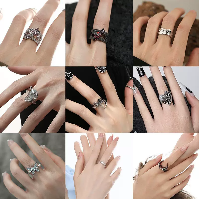 Choice跨境戒指合集女小众高级感开口指环批发原创设计精致食指戒