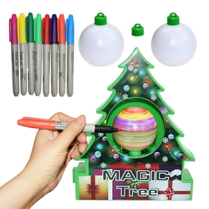 Cross border Easter Christmas tree egg painting machine Children diy color pen painting egg with light music set