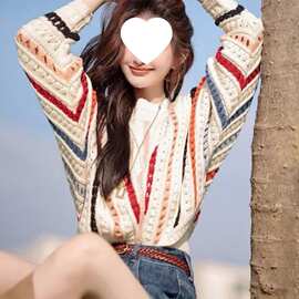慵懒风毛衣女秋冬2026新款韩版宽松上衣女潮糖果色针织套头女