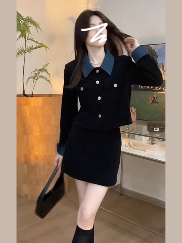 小香赫本风黑色连衣裙子2025秋冬季新款女装今年流行漂亮套装短裙|undefined